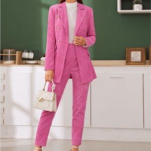 Double breasted corduroy blazer and pants set